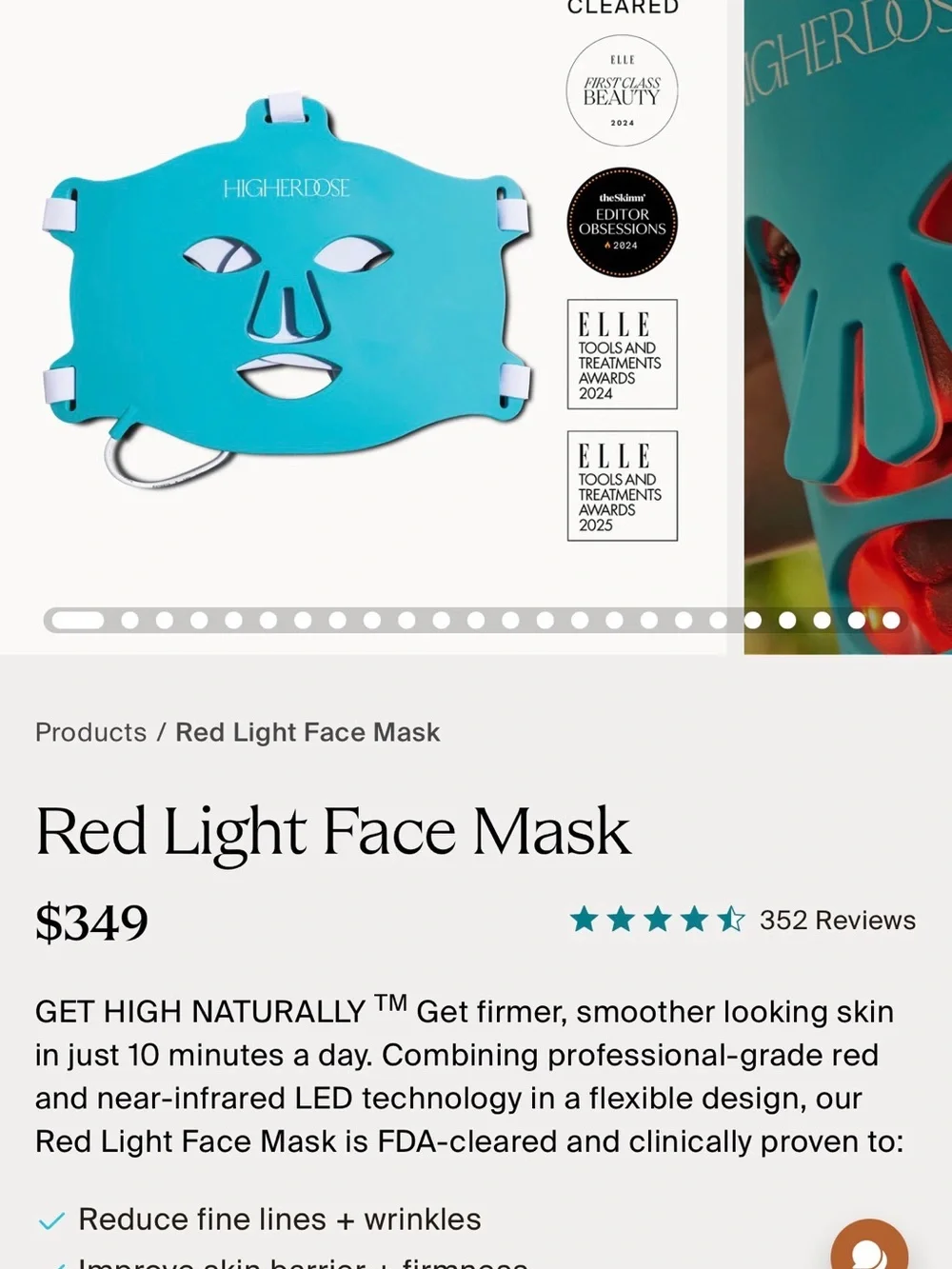 HIGHER DOSE RED LIGHT LED FACE MASK
